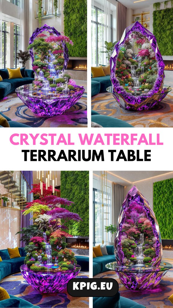 Crystal Waterfall Terrarium Table