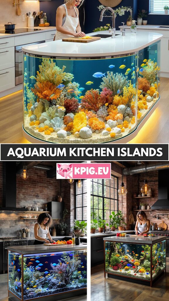 Stunning Aquarium Kitchen Islands